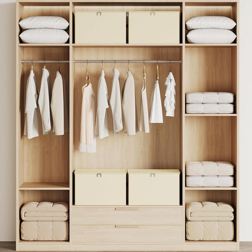 Clothes Storage Bins with Sturdy Frames, Foldable Fabric Clothing Organizer Box for Moving, Sweater Storage Cube with