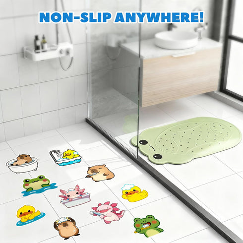17PCS UNEEDE Kids Bathtub Mat with Non Slip Bathtub Stickers, Non Slip Shower Mat for Toddlers, Washable Anti Slip Tub