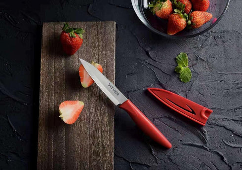 4PCS Paring Knife Set, 4 Inch Ultra Sharp Kitchen Knives with Knife Covers, German Steel, PP Plastic Handle