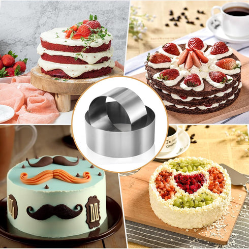 CALIFORNIA CADE 6 Inch Electronic Cake Ring, 15CM Fixed Round Stainless Steel Cake Mold for Baking