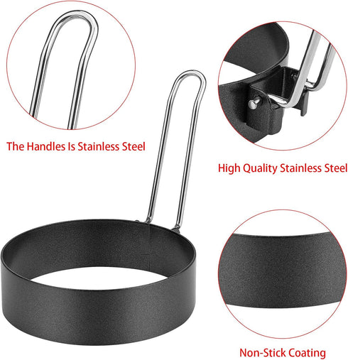 Set 6 of Non-Stick Stainless Steel Egg Cooking Rings - Perfect for Poached Eggs