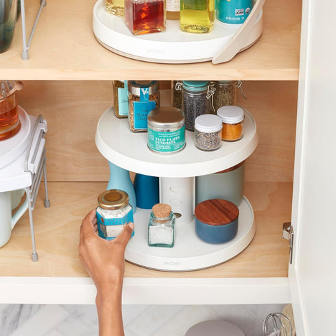 YouCopia Crazy Susan Two-Tier Turntable, Height-Adjustable Lazy Susan Organizer for Kitchen Cabinet & Pantry
