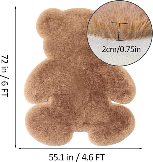 4.6x6 ft Bear Soft Fluffy Large Rug, Shaggy Faux Sheepskin Fur Rug Fuzzy Shag Area Rug Cute Plush Carpet for Nursery