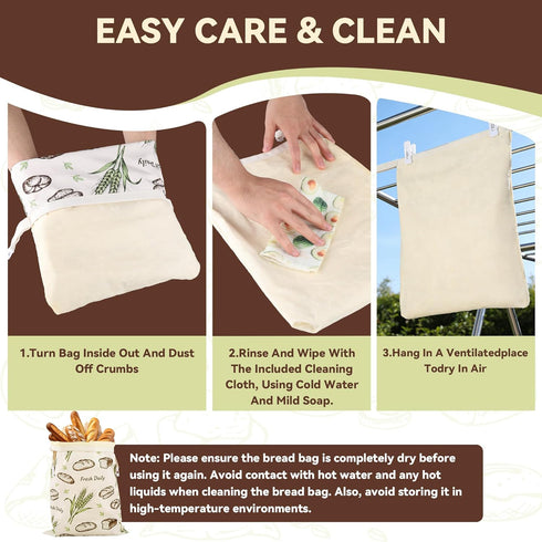 2 Pack Bread,17x13 Beeswax Bread Bags for Homemade In Sourdough Storage Bags,Sealing Zip to Keep Bread Fresh
