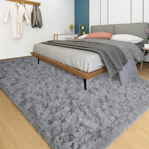 YJ.GWL Area Rugs for Bedroom - 2x3 Washable Small Grey Bedside Rug, Fluffy Shaggy Indoor Carpet