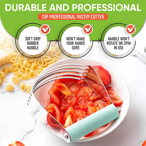 Spring Chef Stainless Steel Large Dough Blender for Baking, Professional Manual Cutter Tool, Dishwasher Safe