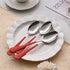 Red Dine Spoons Set, 12 Piece 7.3-Inch Red Handle Silverware Spoon, 18/0 Stainless Steel Flatware