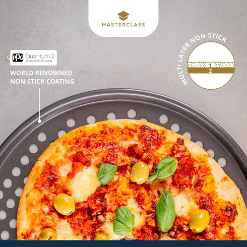 Master Class KCMCHB14 Perforated Pizza Tray, Grey, 32cm