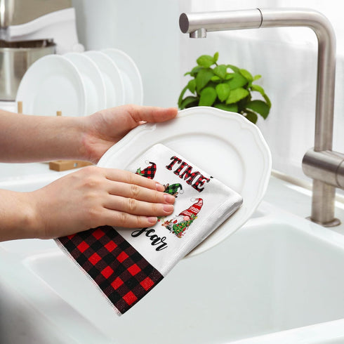 18 27 Inch Set 6 Christmas Kitchen Towels Dish Towels x Buffalo Plaid Kitchen Decor Winter Holiday Tea Towels Hand