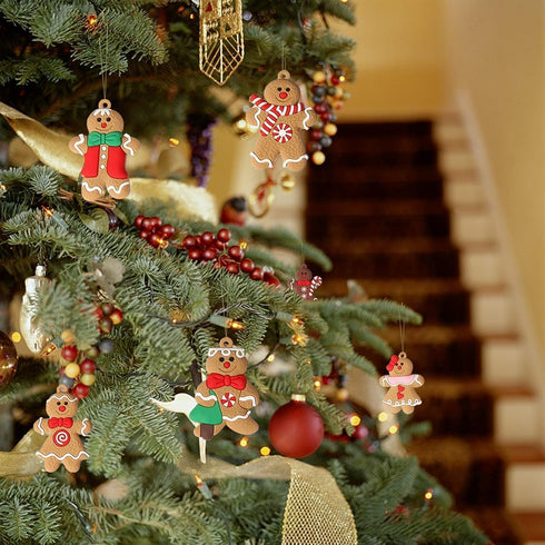 12pcs Gingerbread Man Ornaments for Christmas Tree - Assorted Hanging Decorations, 3 Inch Tall