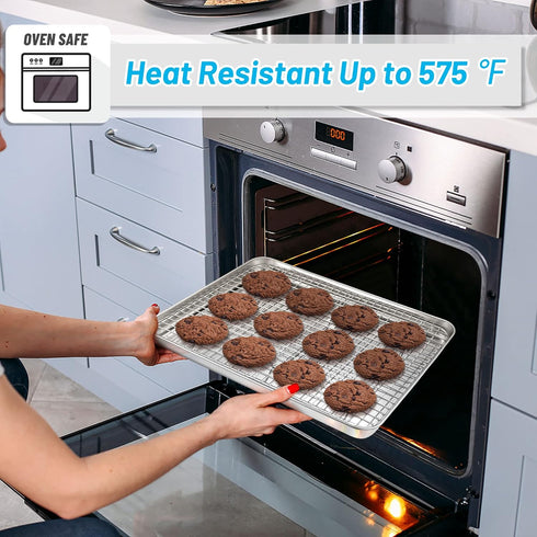 TeamFar 2 Pack Stainless Steel Cooling Rack (15 Inch & 12 Inch) - Heavy Duty Baking Roasting Rack for Oven