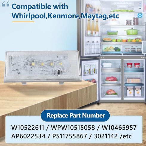 New W10515058 LED Light for Whirlpool Refrigerator, Compatible with WRS325FDAM 04, WPW10515058, W10522611