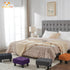 BRIAN & DANY Small Foot Stool, Velvet Foot Stools with Legs, Stable Small Footstool for Living Room, Purple