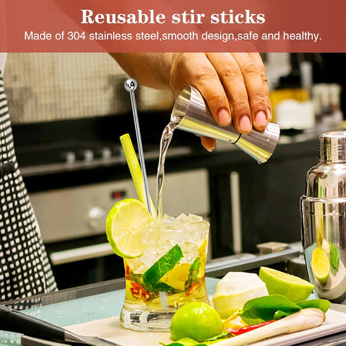 15Pcs Metal Stir Sticks, Stainless Coffee Stirrers Reusable, Swizzle Sticks for Cocktails, Multifunctional Stir Sticks