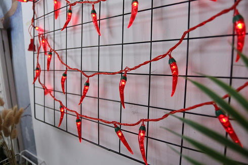2pack Lights,40 OKBA red Chili Pepper String LED Pepper String lamp Indoor Kitchen Decor Outdoor Mexican Decorations