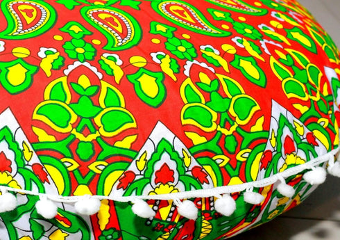 22" CRAFT KALA Round Mandala Comfort Meditation Floor Pillow Cover, Large Pillows Seating Cover for Adults, Cushions