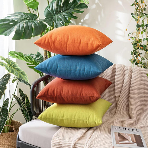 MIULEE Fall Pack of 2 Decorative Outdoor Solid Waterproof Throw Pillow Covers for Patio Garden 18x18 inch