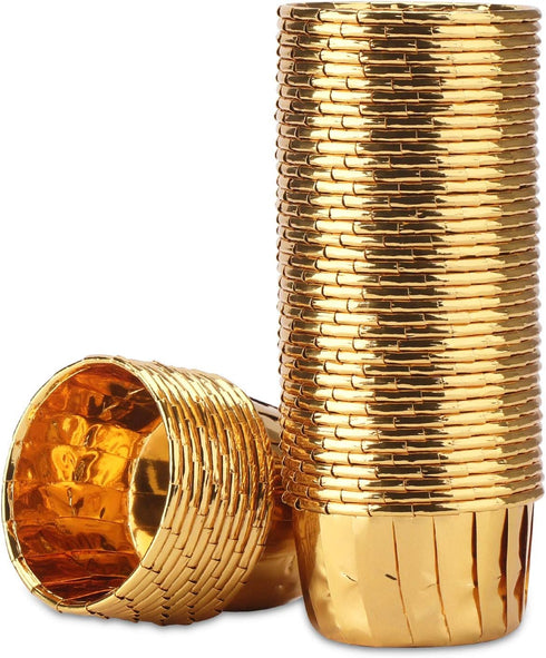 EUSOAR Gold Cupcake Cups - 3.5 Oz, 50pcs Disposable Foil Muffin Liners, Ramekin Aluminum Holders for Baking