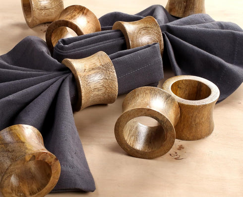 Rustic Wooden Napkin Rings Set of 12, Handmade Natural Wood Napkin Holders for Table Decor, Farmhouse Dining, Weddings