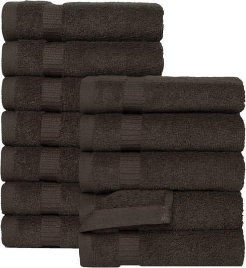 SALBAKOS 100% Turkish Cotton Washcloth Set of 12 13x13 inch | Heirloom