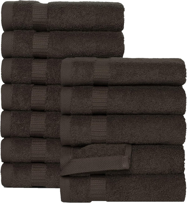 SALBAKOS 100% Turkish Cotton Washcloth Set of 12 13x13 inch | Heirloom