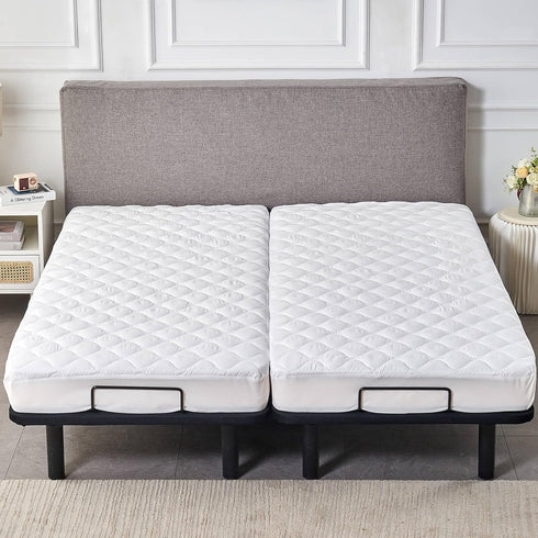 Waterproof Quilted Split King Mattress Protector Pad for Adjustable Bed, Noiseless Fitted Mattress Cover with Soft
