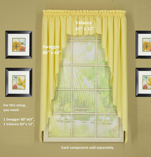 Today's Curtain Buttercup Orleans Scallop Curtain, 63" Swagger Pair, 80" W x 63" L