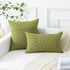 18x18, Set 2, Kevin Textile Light Green and Beige Farmhouse Striped Patchwork Linen Spring Decorative Throw Pillows