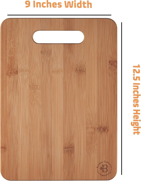 Bamboo Cutting Board, Wooden Kitchen Chopping Board for Food Prep, 12.5" x 9" for Carving Meat and Vegetables