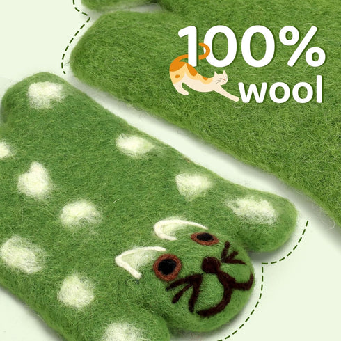 TaiPal Set 3 Handmade Wool Felt Cat Coasters - Adorable Cats - Shaped Drink Coasters,Non-Slip Cup Mats for Cat Loves
