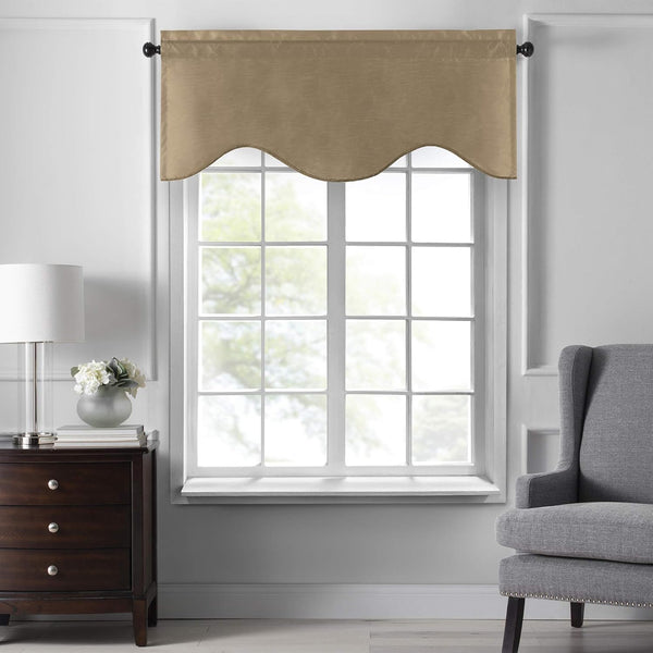 Elrene Home Fashions Colette Faux-Silk Scalloped Window Valance - 50 in x 21 in, Gold (Scalloped Valance)