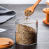 300ML/10Oz Clear Glass Jar with Bamboo Lid and Wooden Spoon, Cute Storage Canister for Kitchen