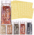 SWOMMOLY 42 703 Set. 42 4oz, Glass Spice Jars with Spice Labels, Chalk Marker and Funnel Complete Square Glass Jars