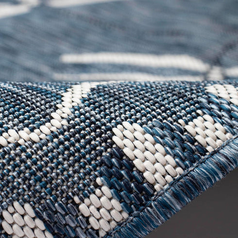 Liora Manne Carmel Low Profile Indoor/Outdoor Woven Rug, Decorative Botanical Dragonfly in Navy, 3'3" x 4'11"