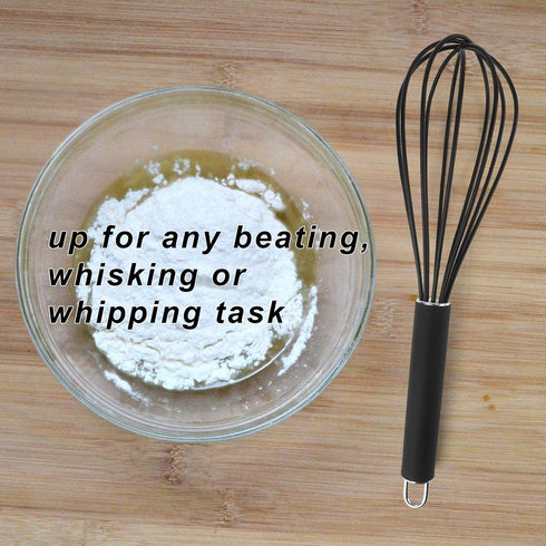 High Temperature Silicone Whisk, 10 inch Stirrer with Good Grip Design for Blending, Whisking, Beating, Cooking, Baking