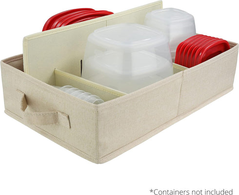 Food Storage Container Organizer Box, Kitchen Drawer Organizer for Rubbermaid, Adjustable Foldable Cloth Box