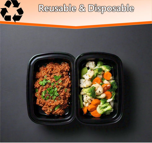 Mr Miracle 50 Pack Meal Prep Containers with Lids, 32 Oz Leakproof Take Out Containers, Microwave & Freezer Safe for