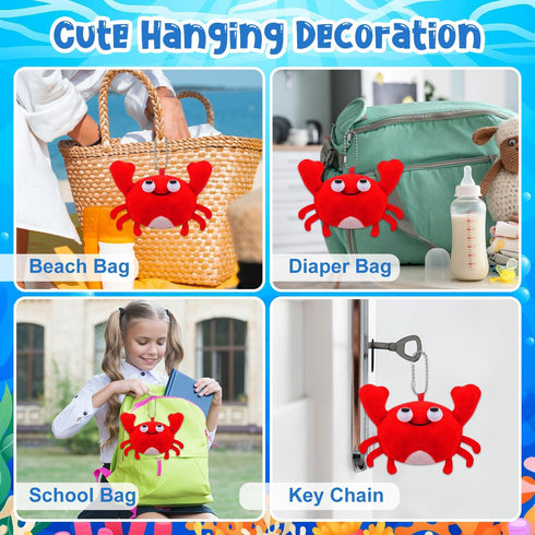 SYWHXY 12Pack Backpack Cute Plush Crab Lobster Doll Toy for Kids, Soft Mini Stuffed Crab Lobster Hanging Ornaments