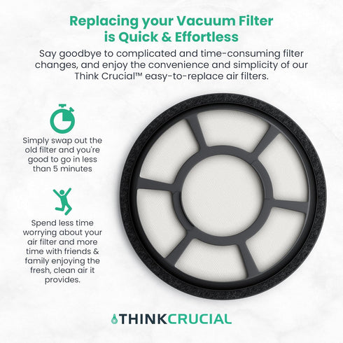 Think Crucial Replacement Vacuum Filters - Compatible with Black & Decker Part # BDASV102 & Air Swivel Models, Bulk (1