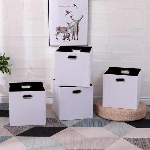 Cube Storage Bins 13×13 Polyester Foldable Box, Set of 4 Large Capacity Organization Baskets for Closet Shelf, Cabinet,