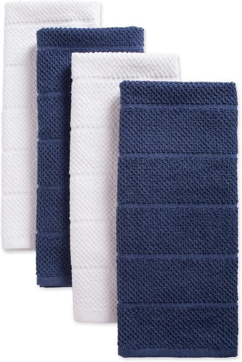 DII Basic Chef Collection, Assorted Terry Kitchen Towel Set, French Blue, 4 Piece