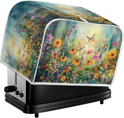 Xoenoiee Butterfly Floral Print Toaster Cover, Quilted for 2 Slice Toaster Oven