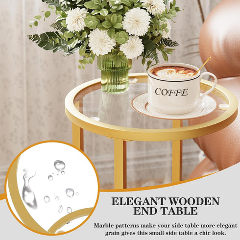 Easy Paws C Table Side End Table, Small Round Couch Sofa Tray Snack Table for Living Room, Bedroom,Accent Coffee