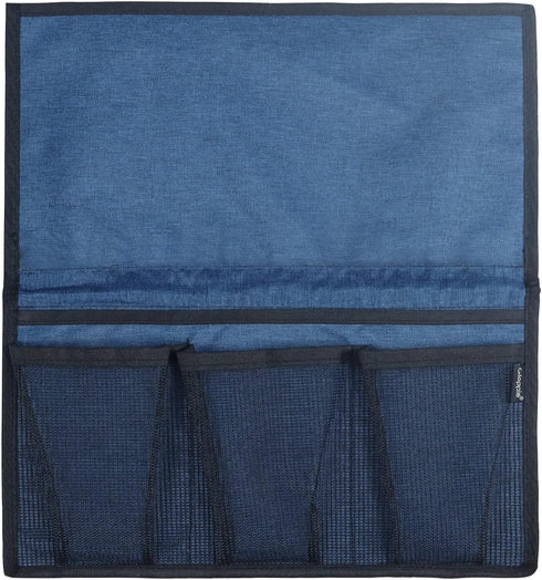 Gloppie Bedside Organizer Caddy with Pockets, Remote Holder, Blue Bedside Pocket Storage for Table Cabinet