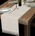 Grelucgo Natural Color Lined Fringe Table Runner or Dresser Scarf, 14 x 48 inches