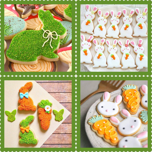 Easter Cookie Cutters Set, 6 Pieces Stainless Steel, Rabbit, Bunny, Carrot, Rabbit Face Shapes Biscuit Cutters