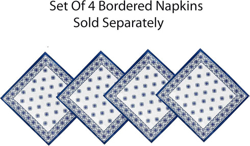 Newbridge Square Fabric Napkins, Set of 8, Mykonos Blue Mediterranean, Indoor Outdoor Stain Resistant Napkins