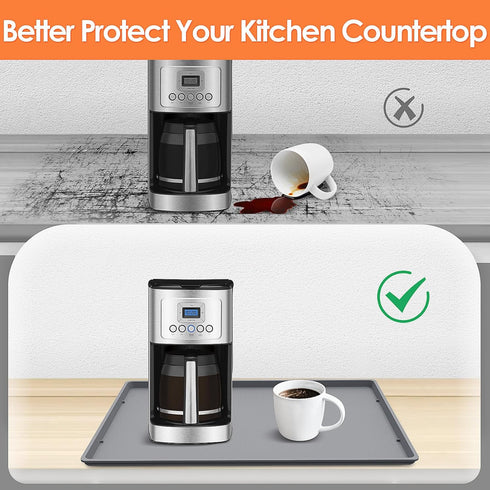 Silicone Coffee Maker Mat with Lip, 19.7'' x 15'' Heavy Duty Coffee Maker Mat for Countertops, Coffee Tray Fit Under Coffee Maker Appliance Automatic Machines Espresso Accessory
