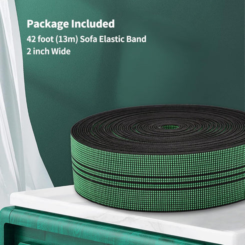 2-inch Wide Sofa Elastic Webbing, Elasbelt Stretch Latex Band for Upholstery Furniture Repair, 42 Foot