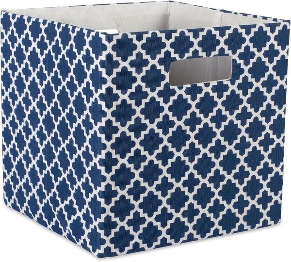 DII Hard Sided Collapsible Fabric Storage Container, 13x13x13, for Nursery, Offices, & Home Organization, Nautical Blue